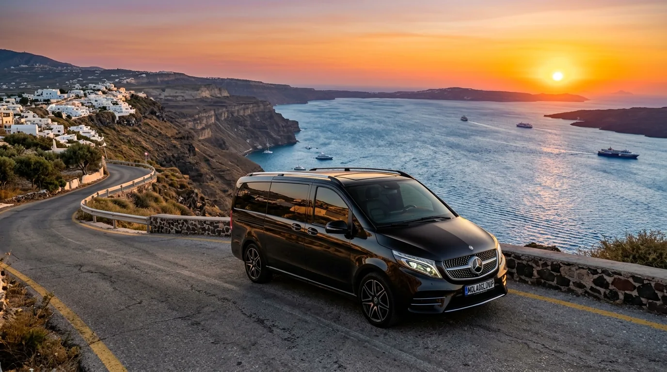 Mollaoğlu VIP Transfer - Deniz Manzarasında Akşamüstü Gün Batımı Siyah Mercedes Vito (MOLLAOGLUVIP Plakalı)